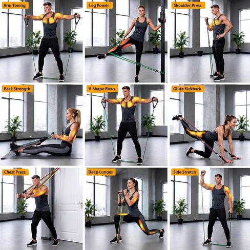 Resistance Bands with Handles, Workout Bands, Exercise Resistance Bands Set for Men & Women, Fitness Bands for Resistance Training, Physical Therapy, Home Workout Set in Saudi Arabia