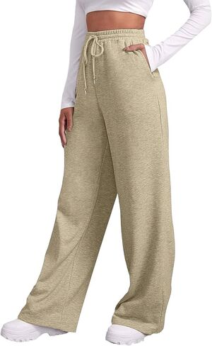 Womens Wide Leg Sweatpants Baggy Casual Fall Winter Drawstring Wide Leg Sweat Travel Track Pants with Pockets in Saudi Arabia