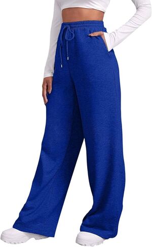Womens Wide Leg Sweatpants Baggy Casual Fall Winter Drawstring Wide Leg Sweat Travel Track Pants with Pockets in Saudi Arabia