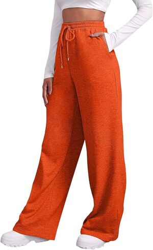 Womens Wide Leg Sweatpants Baggy Casual Fall Winter Drawstring Wide Leg Sweat Travel Track Pants with Pockets in Saudi Arabia