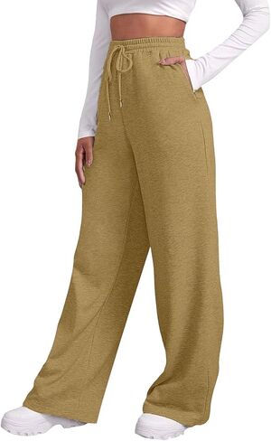 Womens Wide Leg Sweatpants Baggy Casual Fall Winter Drawstring Wide Leg Sweat Travel Track Pants with Pockets in Saudi Arabia