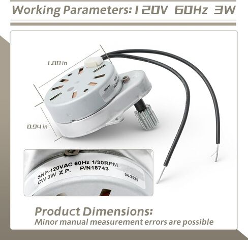 18743 Timer Motor Compatible with Fleck 5600 2500 2510 2750 3200 9000 9100 9500 Control Valve, Replace 18743-1 18743-2 13400 13944 w/11384 Mounting Screw 120V 60Hz 3W in Saudi Arabia