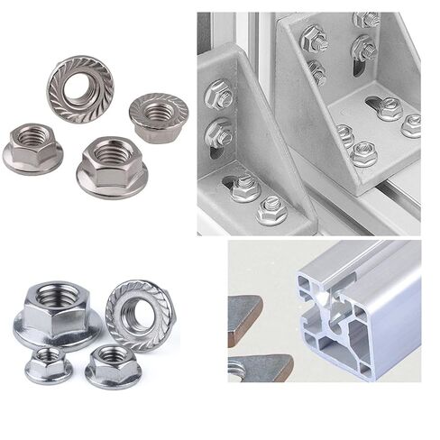40pcs M5 Hexagon Flange Nuts, Carbon Steel Nickel Plated for Hammer Head Bolt T Screw T-Slot Aluminum Profile,High Strength，Dedicated for T-Bolt Flange Nuts in Saudi Arabia