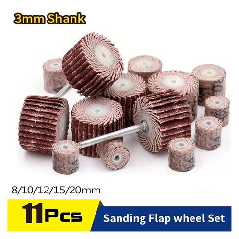 11PCS Sanding Flap Set with 3mm Shank Grinding Wheel Head Sander Abrasive Tools Sandpaper Rust Removal(80_10MM) in Saudi Arabia