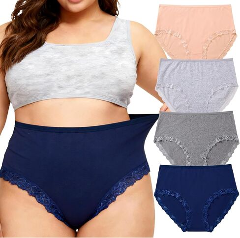 ملابس داخلية نسائية قطنية بمقاسات كبيرة XL-5XL متوسطة الخصر عالية التغطية كاملة سراويل نسائية in Kuwait
