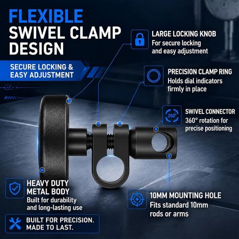 Tellegloww 2 Pack D10-D10 Sleeve Swivel Clamp Chuck for Magnetic Stands Holder Bar Dial Indicator Gauge Metal Micrometer Swivel Collet Indicator Holder in Saudi Arabia