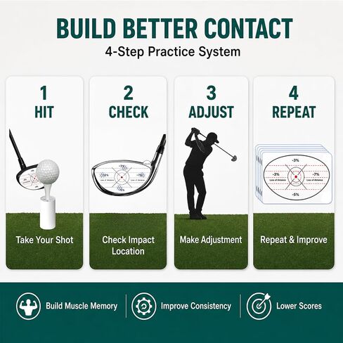 Golf Practice Kit, 68 Pcs Swing Training Aid & Accessories for Men, Rubber Mat Tees, Impact Tape, Bamboo Tees & Storage Bag, Ideal Golf Gifts for Men and Golfers in Kuwait