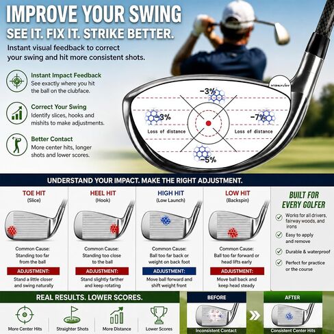 Golf Practice Kit, 68 Pcs Swing Training Aid & Accessories for Men, Rubber Mat Tees, Impact Tape, Bamboo Tees & Storage Bag, Ideal Golf Gifts for Men and Golfers in Kuwait