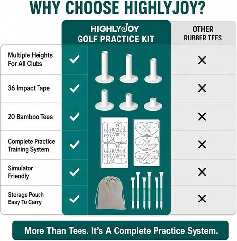 Golf Practice Kit, 68 Pcs Swing Training Aid & Accessories for Men, Rubber Mat Tees, Impact Tape, Bamboo Tees & Storage Bag, Ideal Golf Gifts for Men and Golfers in Kuwait
