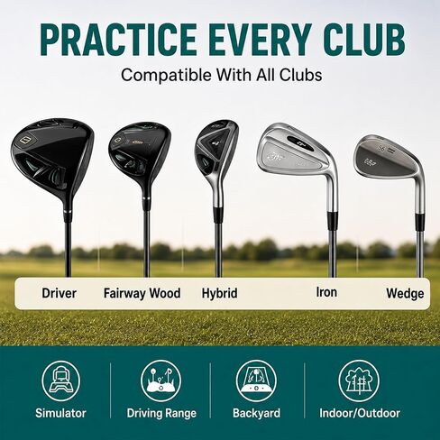 Golf Practice Kit, 68 Pcs Swing Training Aid & Accessories for Men, Rubber Mat Tees, Impact Tape, Bamboo Tees & Storage Bag, Ideal Golf Gifts for Men and Golfers in Kuwait