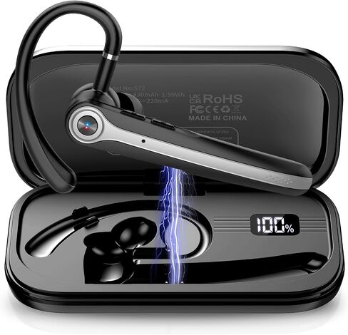 سماعة رأس Bluetooth ، سماعة أذن Bluetooth اللاسلكية مع ميكروفون لإلغاء الضوضاء في ENC ، سماعات أذن واحدة ، أذن خالية من اليدين للماء للأعمال/السائق ، HEI in Kuwait