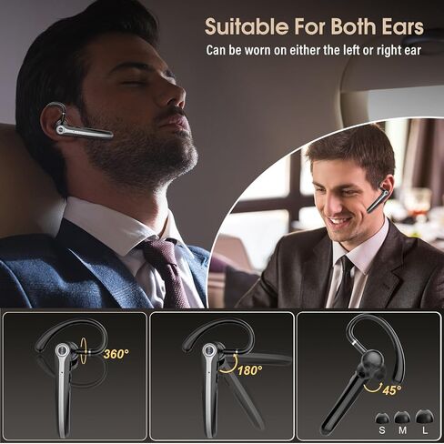 سماعة رأس Bluetooth ، سماعة أذن Bluetooth اللاسلكية مع ميكروفون لإلغاء الضوضاء في ENC ، سماعات أذن واحدة ، أذن خالية من اليدين للماء للأعمال/السائق ، HEI in Kuwait