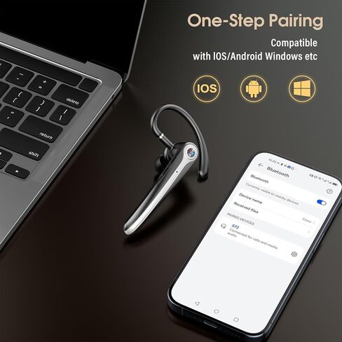 سماعة رأس Bluetooth ، سماعة أذن Bluetooth اللاسلكية مع ميكروفون لإلغاء الضوضاء في ENC ، سماعات أذن واحدة ، أذن خالية من اليدين للماء للأعمال/السائق ، HEI in Kuwait