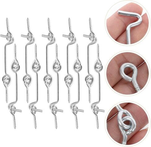 10 Sets Carbon Steel Door Hook Latch and Loop Lock for Doors and Windows, Windproof and Easy to Install with Screws, for Office and Farm Use in Saudi Arabia