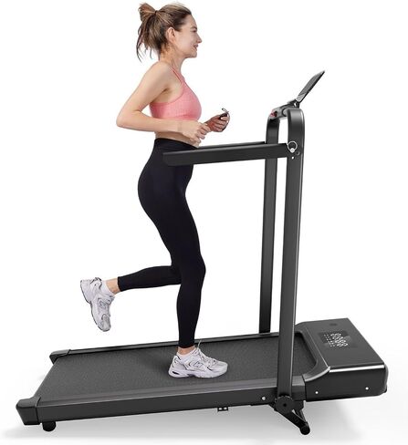 جهاز مشي قابل للطي من DeerRun للمنزل والمكتب، جهاز مشي تحت المكتب مع انحدار يدوي 9% ومقود، 0.6-7.5 ميل في الساعة، سعة 300 رطل، تطبيق وجهاز تحكم عن بعد in Kuwait