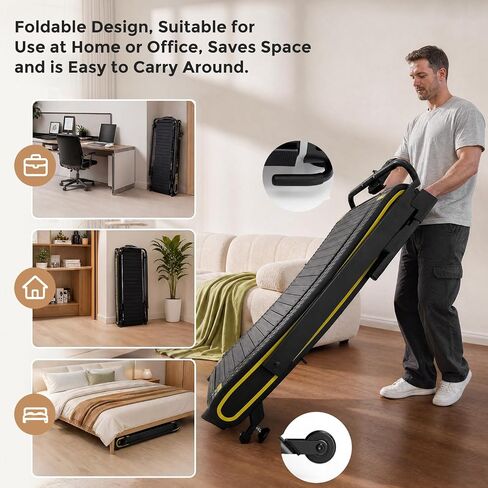 Curved Treadmill with Non-Electric Motorized, Rubber Track and Non-Slip, Foldable Self-Propelled Treadmill with LED Display for Home, Running Training, No Assembly Required 350LBS in Kuwait