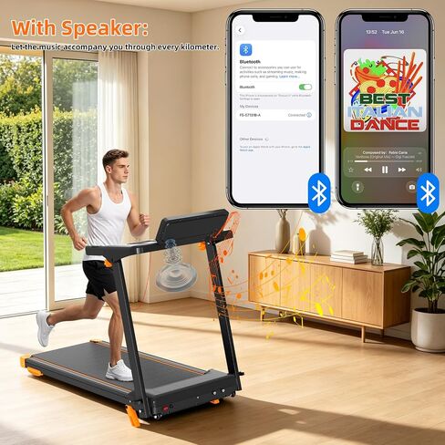 Walking Pad Treadmill, Treadmill with 12% Incline, 3-in-1 Foldable Treadmills for Home,12 HIIT Modes, Quiet Treadmill with Incline, 300 LBS Capacity, with App, Speaker, Heart Rate,and LED Display in Kuwait