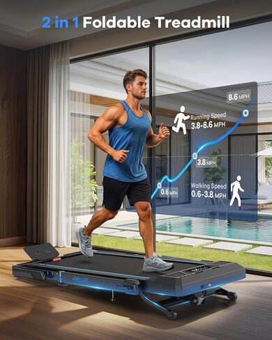 جهاز مشي Wellfit مع ميل تلقائي، جهاز مشي قابل للطي مع ارتفاع قابل للتعديل، جهاز مشي بسعة 400 رطل للمكتب المنزلي، جهاز مشي هادئ تحت المكتب بقدرة 3.5 حصان مع تطبيق، تصميم موفر للمساحة in Kuwait