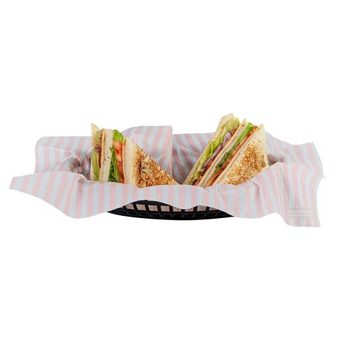 Restaurantware-RW Base 15 x 11 Inch Deli Papers, 200 Greaseproof Sandwich Wrapping Papers - No Added PFAS, Striped Design, Pink And White Paper Food Basket Liners, Microwavable, Pre-Cut Style in Saudi Arabia