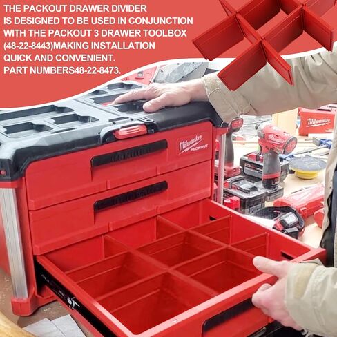 2026Upgrade 48-22-8472 Packout Divider/Organizer for Milwauke Packout 2 Drawer Tool Box Accessorie 1-pack red in Kuwait