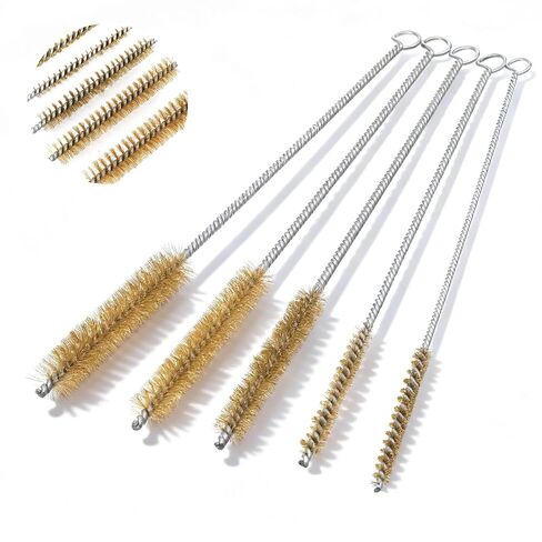5Pcs Brass Wire Tube Brush Kit 11.81Inch Long Pipe Cleaners 6mm/8mm/12mm/15mm/18mm Tube Cleaning Brush for Cleaning Metal, Tubes, Bottle, Auto Parts in Kuwait