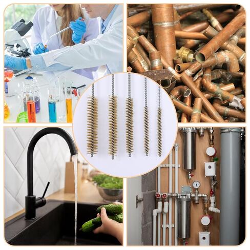 5Pcs Brass Wire Tube Brush Kit 11.81Inch Long Pipe Cleaners 6mm/8mm/12mm/15mm/18mm Tube Cleaning Brush for Cleaning Metal, Tubes, Bottle, Auto Parts in Kuwait