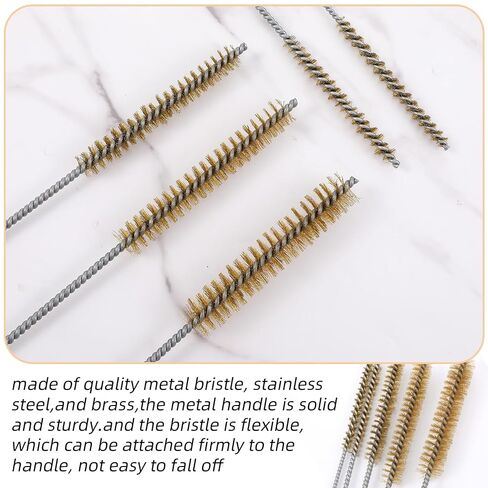 5Pcs Brass Wire Tube Brush Kit 11.81Inch Long Pipe Cleaners 6mm/8mm/12mm/15mm/18mm Tube Cleaning Brush for Cleaning Metal, Tubes, Bottle, Auto Parts in Kuwait