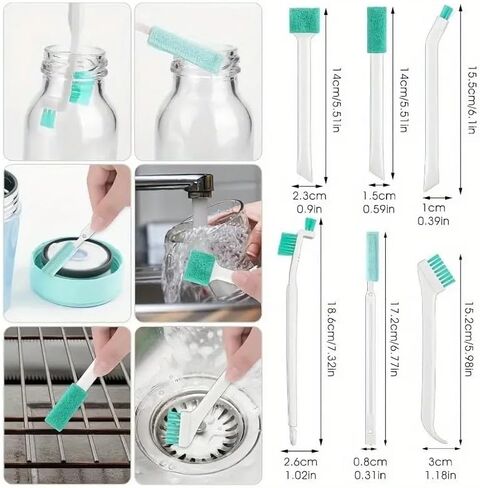 8pcs Multipurpose Soft Bristle Cleaning Brush Set-Portable Durable Plastic Handle, No Electricity Needed - for Kitchen, Bathroom, Living Room, Bedroom, Outdoor Narrow Slot & Track Cleaning in Kuwait