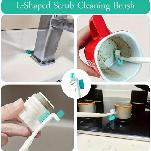 8pcs Multipurpose Soft Bristle Cleaning Brush Set-Portable Durable Plastic Handle, No Electricity Needed - for Kitchen, Bathroom, Living Room, Bedroom, Outdoor Narrow Slot & Track Cleaning in Kuwait