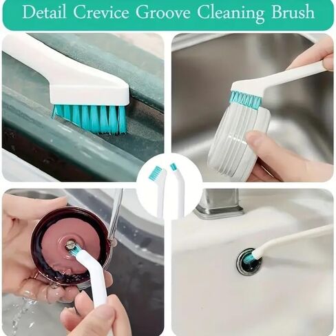 8pcs Multipurpose Soft Bristle Cleaning Brush Set-Portable Durable Plastic Handle, No Electricity Needed - for Kitchen, Bathroom, Living Room, Bedroom, Outdoor Narrow Slot & Track Cleaning in Kuwait