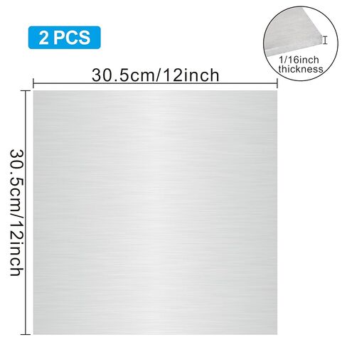2PCS Stainless Steel Sheets 12" x 12" x 1/16" Inch Metal Plates for Magnetic Mount Board Wall,430 Stainless Steel Shim Stock Plates for Crafting, Kitchen, Office(Thickness 1.75mm) in Saudi Arabia