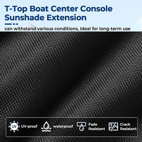 طقم تمديد ظل القارب T-Top، قماش أكسفورد 900D شمس 47 بوصة × 47 بوصة × 59 بوصة غطاء مظلة للقارب مقاوم للماء ومقاوم للأشعة فوق البنفسجية ومضاد للأشعة فوق البنفسجية، أزرق (غير متضمن القضبان) (أسود، 47 بوصة × 47 بوصة × 59 بوصة) in Kuwait