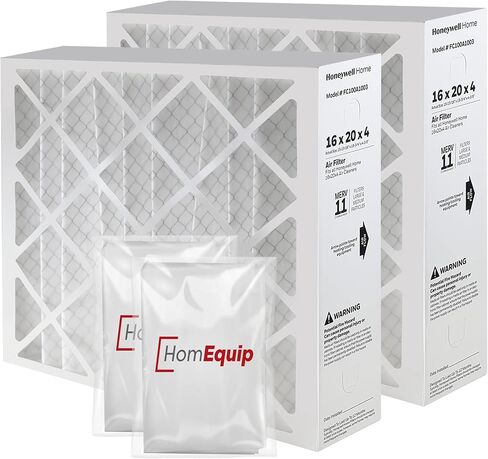 استبدال فلتر هواء فرن التيار المتردد 16 × 20 × 4 - FC100A1003 مرشحات فرن HVAC Merv 11 وسائط التصفية، مرشح التيار المتردد مع حقيبة التخلص من Homequip، عبوتان (الحجم الفعلي: 15.94 × 19.75 × 4.38 بوصة) in Kuwait