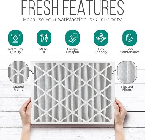 استبدال فلتر هواء فرن التيار المتردد 16 × 20 × 4 - FC100A1003 مرشحات فرن HVAC Merv 11 وسائط التصفية، مرشح التيار المتردد مع حقيبة التخلص من Homequip، عبوتان (الحجم الفعلي: 15.94 × 19.75 × 4.38 بوصة) in Kuwait