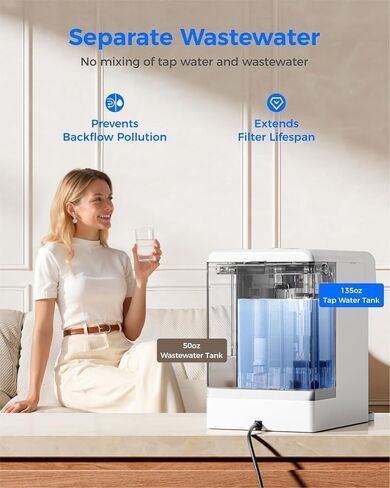 Waterdrop M6SL Mineral Reverse Osmosis System Countertop Water Filter, 8-Stage, 3:1 Pure to Drain, RO System Delivers Purified Water to Glass Pitcher, NSF/ANSI 372 & 58 Certified, Room-Temperature in Saudi Arabia