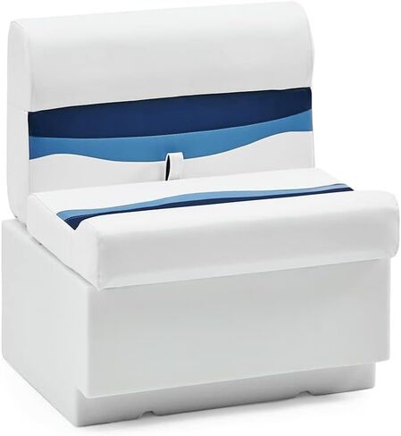 DeckMate Complete 28" Classic Pontoon Boat Seat Bench and Base - White, Blue and Light Blue in Kuwait