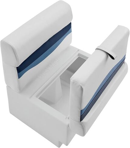 DeckMate Complete 28" Classic Pontoon Boat Seat Bench and Base - White, Blue and Light Blue in Kuwait