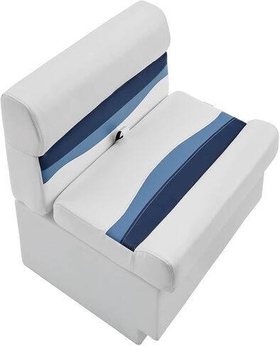 DeckMate Complete 28" Classic Pontoon Boat Seat Bench and Base - White, Blue and Light Blue in Kuwait