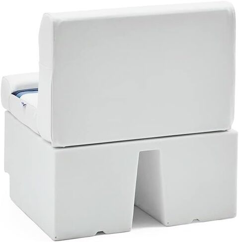 DeckMate Complete 28" Classic Pontoon Boat Seat Bench and Base - White, Blue and Light Blue in Kuwait