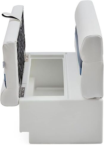 DeckMate Complete 28" Classic Pontoon Boat Seat Bench and Base - White, Blue and Light Blue in Kuwait