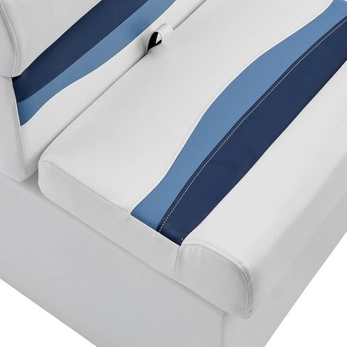 DeckMate Complete 28" Classic Pontoon Boat Seat Bench and Base - White, Blue and Light Blue in Kuwait