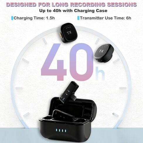 BSONE Wireless Lavalier Microphone for iPhone & Android, Clip-On Mini Mic with Charging Case, Rechargeable Professional Lapel Mics for Vlogging, Video Recording, Content Creators, YouTube, TikTok in Kuwait