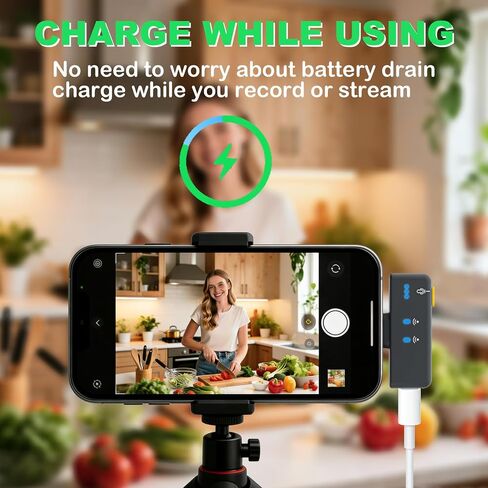 BSONE Wireless Lavalier Microphone for iPhone & Android, Clip-On Mini Mic with Charging Case, Rechargeable Professional Lapel Mics for Vlogging, Video Recording, Content Creators, YouTube, TikTok in Kuwait