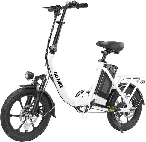 Gotrax 16" Folding Electric Bike, Max 28Miles Range(Pedal-Assist) & Speed 15.5Mph Power by Peak 500W, E-Bike with Removable Battery, Suspension & Adjustable Size, Commuter Bicycle for Adults/Teens in Kuwait