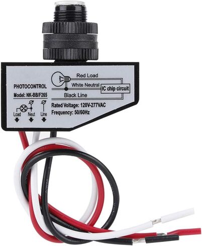 Photoelectric Switch, Energy Efficient Light Control Sensor with Auto On Off, for CFL LED Halogen Fluorescent Bulbs 120 277V AC 50 60Hz in Saudi Arabia