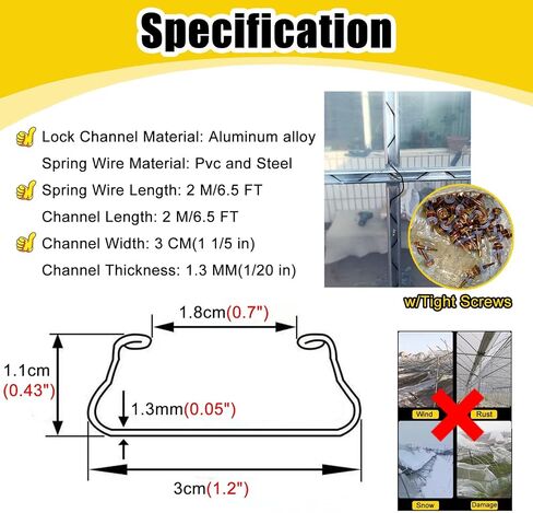 This Aluminum Greenhouse U-Channel with Steel Wire 6.5', Large Small Farm Plastic Film Fasteners Spring Wire & Lock Track, for Growing Flowers Vegetables/Winter Insulation(33ft/10m) in Saudi Arabia