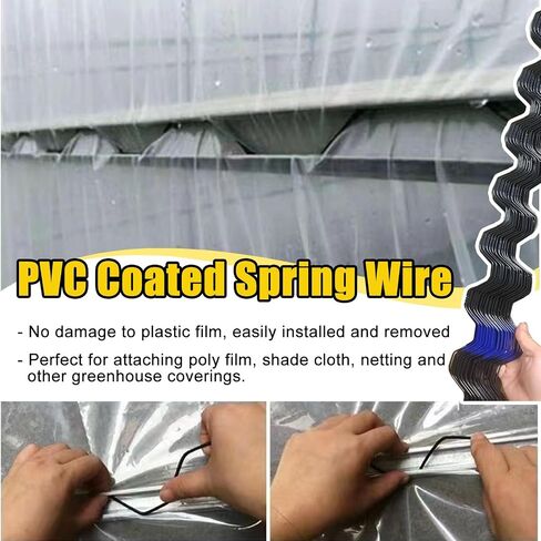 This Aluminum Greenhouse U-Channel with Steel Wire 6.5', Large Small Farm Plastic Film Fasteners Spring Wire & Lock Track, for Growing Flowers Vegetables/Winter Insulation(33ft/10m) in Saudi Arabia