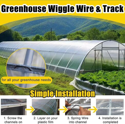 This Aluminum Greenhouse U-Channel with Steel Wire 6.5', Large Small Farm Plastic Film Fasteners Spring Wire & Lock Track, for Growing Flowers Vegetables/Winter Insulation(65ft/20m) in Saudi Arabia