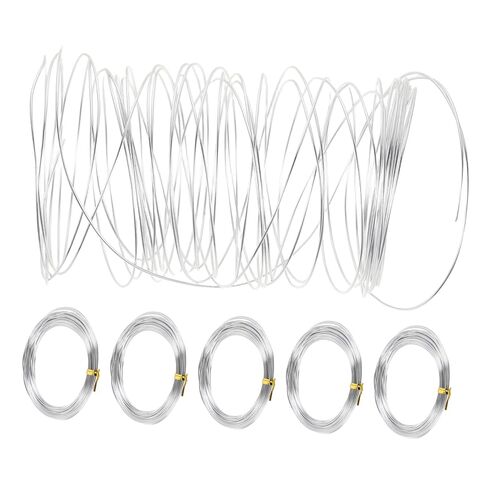 Mipcase 6 Rolls 1mm Diameter Silver Aluminum Wire for Flower Arrangement and Garland Crafts, Flexible Floral Wire for Sculpting, Plant Training, and DIY Decoration in Kuwait