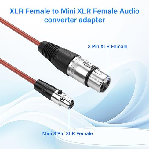 3-pin Mini XLR Female to XLR Female Microphone Audio Cable for Microphone, Camera, Audio Mixer, Amplifier（1M/3.2FT in Saudi Arabia